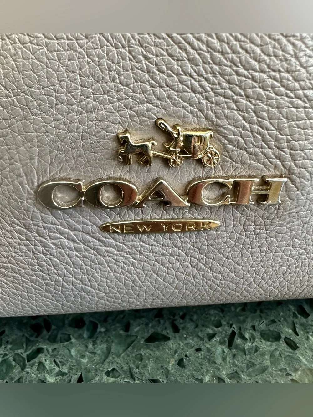 COACH Pebbled Leather Madison Phoebe Women's Handbag 3 Compartment Gray